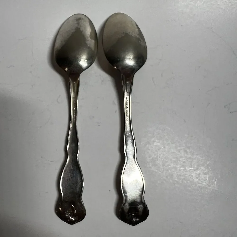 Lot of 2 Vintage Wm Rogers & Son AA Connecticut State Souvenir Spoons Eagle Seal
